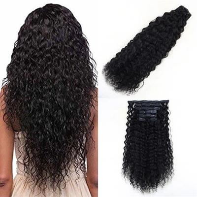 Yoğun Dalgalı 7 Parça Görünmez Yarım Ay Set %100 Gerçek Saç - 45cm