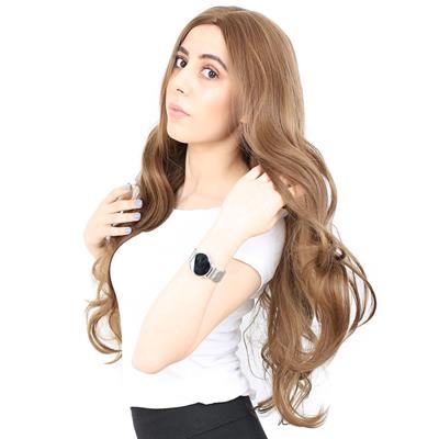 Yoğun Dalgalı Fiber Sentetik Uzun Perçemsiz Peruk - Kumral