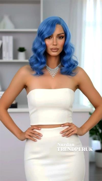 Açık Parlement Mavisi Yan Tül Peruk