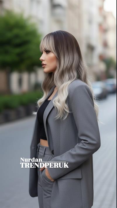 Dalgalı Kısa Perçemli Fiber Sentetik Peruk - Ombre ve Röfleli