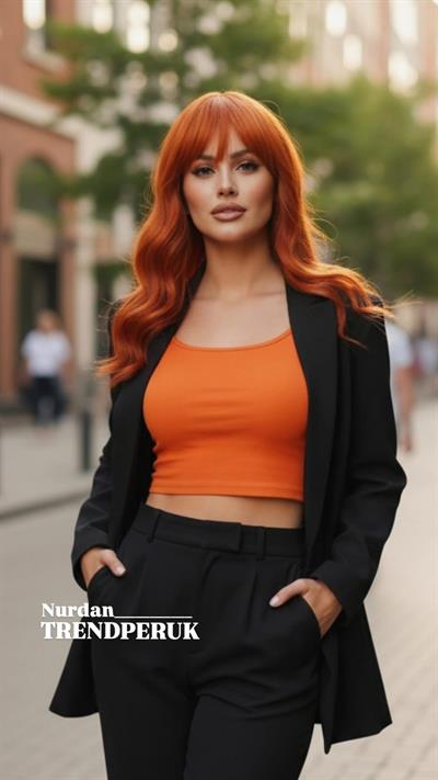 Dalgalı Kısa Perçemli Fiber Sentetik Peruk - Bakır