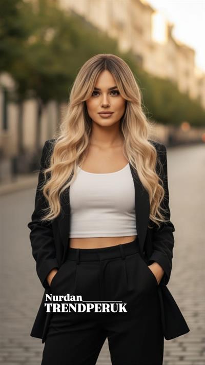 Dalgalı Perçemli Fiber Sentetik Orta Boy Peruk - Kahve Platin Röfleli