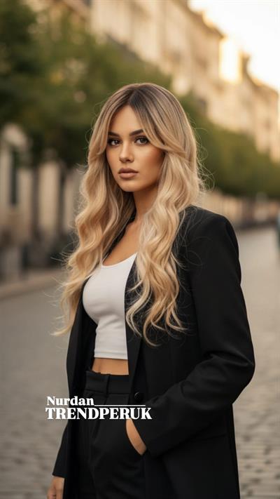 Dalgalı Perçemli Fiber Sentetik Orta Boy Peruk - Kahve Platin Röfleli