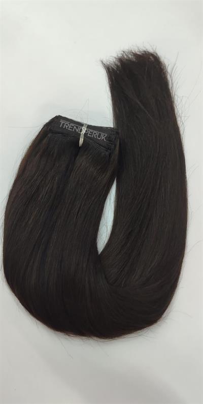 Gerçek Saç Parçalı Çıtçıt Setler Koyu kahve Renk