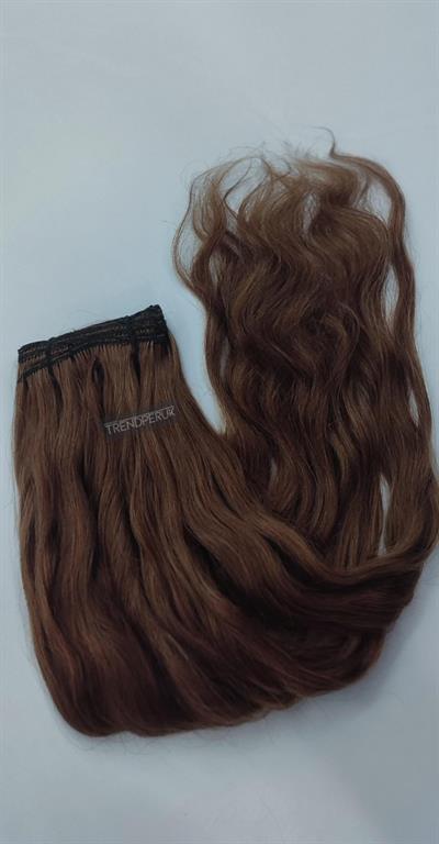 Gerçek Saç Parçalı Çıtçıt Setler Koyu Kumral Renk