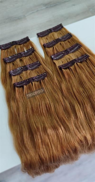 Gerçek Saç  Parçalı Çıtçıt Setler Bakır Renk