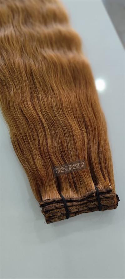 Gerçek Saç  Parçalı Çıtçıt Setler Bakır Renk