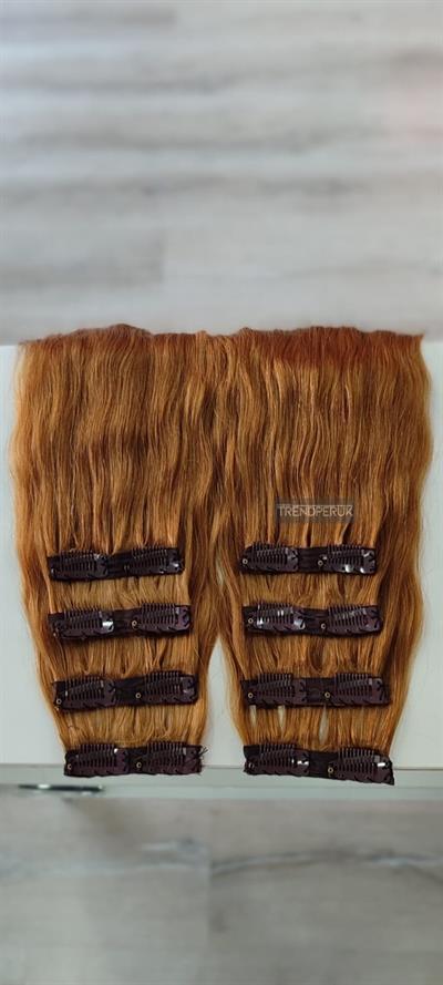 Gerçek Saç  Parçalı Çıtçıt Setler Bakır Renk