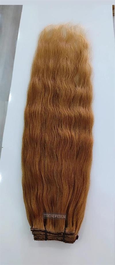 Gerçek Saç  Parçalı Çıtçıt Setler Bakır Renk