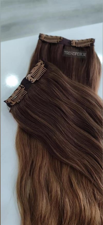 Gerçek Saç  Parçalı Çıtçıt Setler Dip Kumral Alt Açık Kumral Ombreli Renk