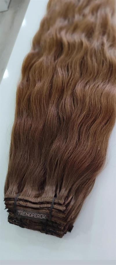 Gerçek Saç  Parçalı Çıtçıt Setler Dip Kumral Alt Açık Kumral Ombreli Renk