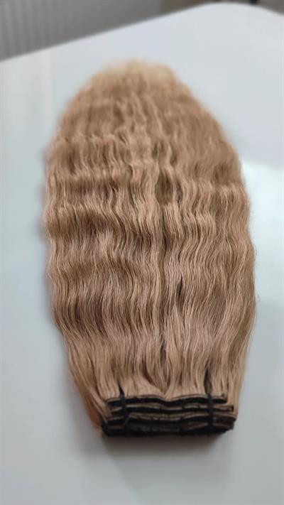 Gerçek Saç  Parçalı Çıtçıt Setler Karamel Balköpüğü Renk