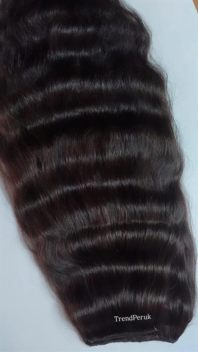 Gerçek Saç  Parçalı Çıtçıt Setler Koyu Kestane Kabuğu Renk