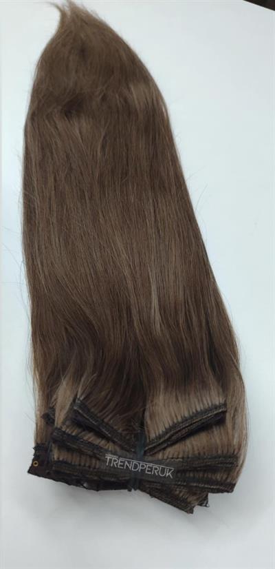 Gerçek Saç  Parçalı Çıtçıt Setler Küllü Kumral Renk