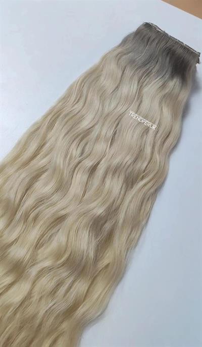 Gerçek Saç  Parçalı Çıtçıt Setler Platin Bebek kumralı Ombre Renk