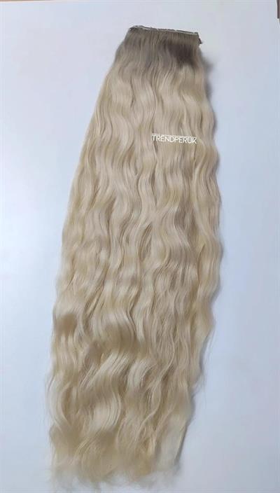 Gerçek Saç  Parçalı Çıtçıt Setler Platin Bebek kumralı Ombre Renk