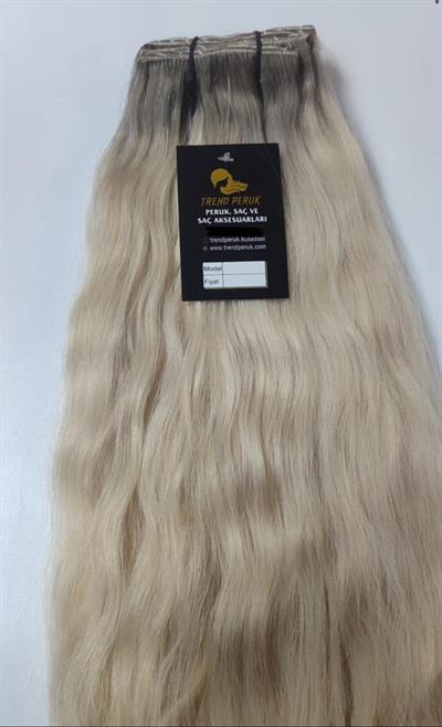 Gerçek Saç  Parçalı Çıtçıt Setler Platin Bebek kumralı Ombre Renk