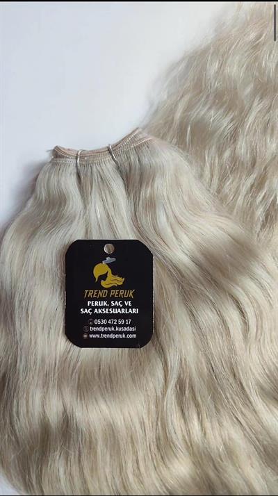 Gerçek Saç Tres 150 gr  70 cm Platin Renk