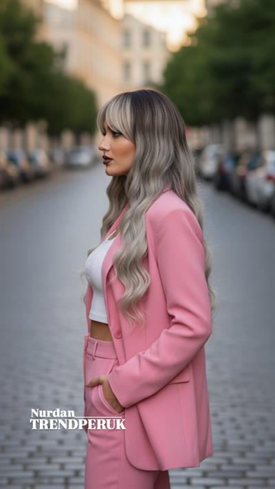 Perçemli Uzun Su Dalgası Fiber Sentetik Peruk- Ombre ve Röfleli