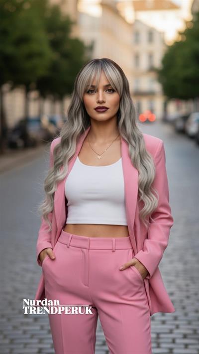 Perçemli Uzun Su Dalgası Fiber Sentetik Peruk- Ombre ve Röfleli