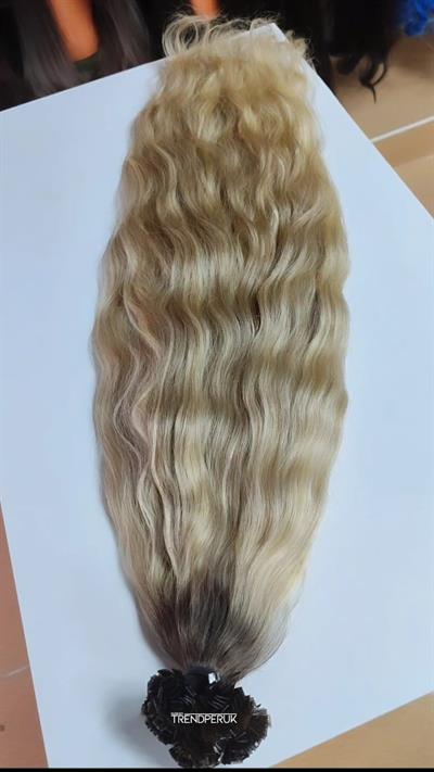 Premium Serisi Mikrokaynak Saç Dalgalı Ombre/Röfle Renk