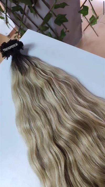 Premium Serisi Mikrokaynak Saç Dalgalı Ombre/Röfle Renk