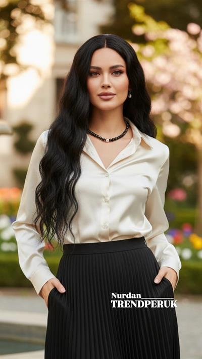 Uzun Su Dalgası Fiber Sentetik Peruk - Koyu Kahve