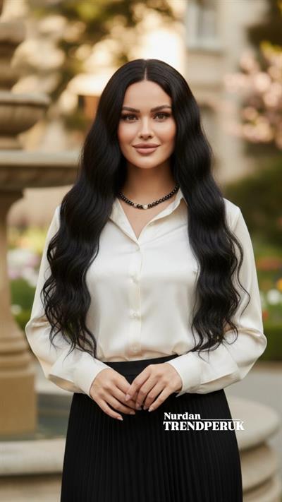 Uzun Su Dalgası Fiber Sentetik Peruk - Koyu Kahve