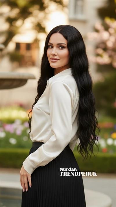 Uzun Su Dalgası Fiber Sentetik Peruk - Koyu Kahve