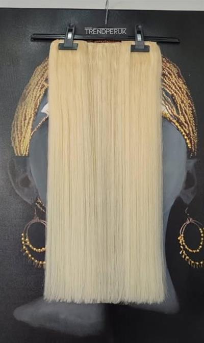 Yarımay + 2 Yan 150 gr 65-70 cm Gerçek Saç Çıtçıt Platin Renk