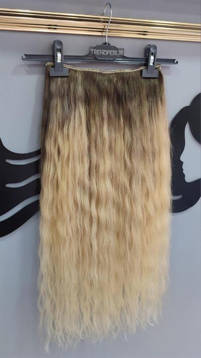Yarımay + 2 Yan 150 gr 65-70 cm Gerçek Saç Çıtçıt Dip Kumral Alt Platin Renk