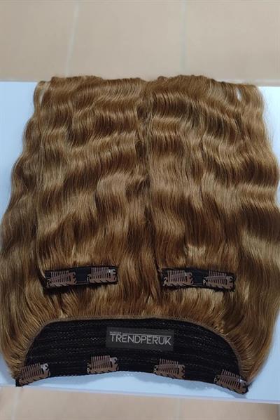 Yarımay + 2 Yan 150 gr 65-70 cm Gerçek Saç Çıtçıt Açık Kumral Renk