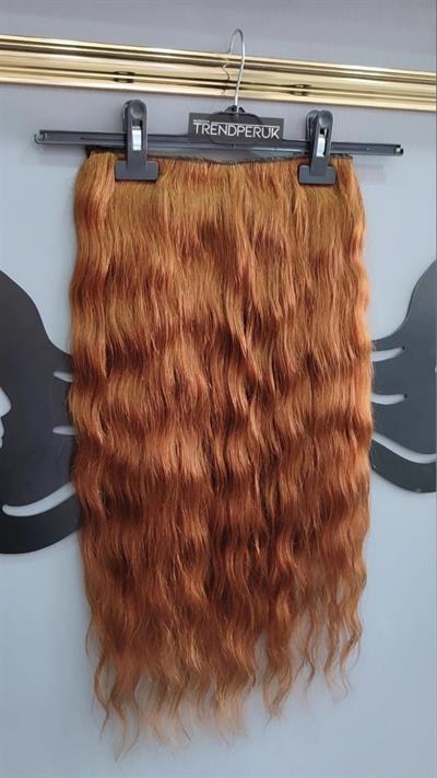 Yarımay + 2 Yan 150 gr 65-70 cm Gerçek Saç Çıtçıt Bakır Kumral Renk