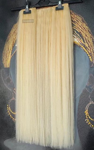 Yarımay + 2 Yan 150 gr 65-70 cm Gerçek Saç Çıtçıt Platin Renk