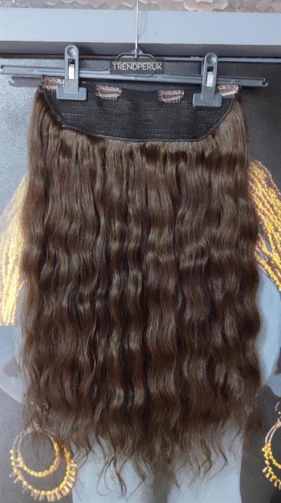 Yarımay + 2 Yan 150 gr 65-70 cm Gerçek Saç Çıtçıt Kahve Renk