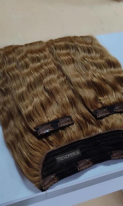 Yarımay + 2 Yan 150 gr 65-70 cm Gerçek Saç Çıtçıt Açık Kumral Renk