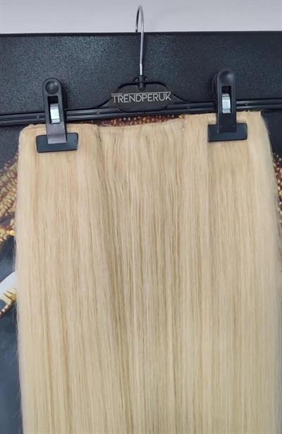 Yarımay + 2 Yan 150 gr 65-70 cm Gerçek Saç Çıtçıt Platin Renk