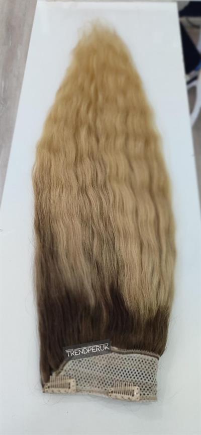Yarımay + 2 Yan 150 gr 65-70 cm Gerçek Saç Çıtçıt Dip Kumral Alt Platin Renk