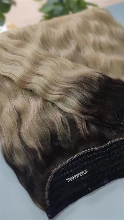 Yarımay + 2 Yan 170 gr 65-70 cm Gerçek Saç Çıtçıt Dip Kahve Alt Platin Renk