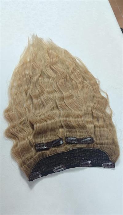 Yarımay + 2 Yan 65-70 cm Gerçek Saç Çıtçıt Kumral Ombreli Röfleli Renk
