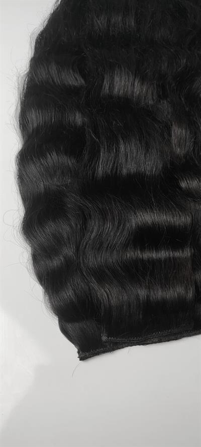 Yarımay + 2 Yan 65-70 cm Gerçek Saç Çıtçıt Siyah Renk