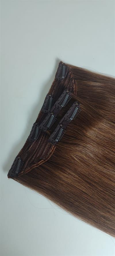 Yarımay + 2 Yan 65-70 cm Gerçek Saç Çıtçıt Kumral Renk