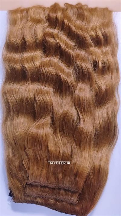 Yarımay + 2 Yan 65-70 cm Gerçek Saç Çıtçıt Bal Karamel Renk