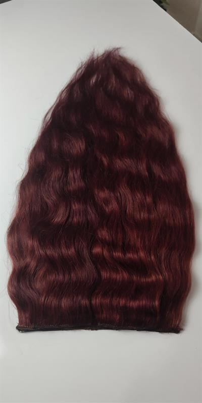 Yarımay + 2 Yan 65-70 cm Gerçek Saç Çıtçıt Koyu Kızıl Renk