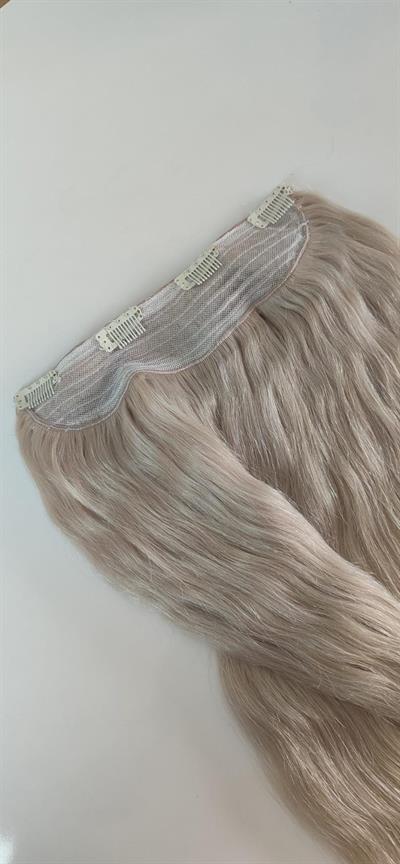 Yarımay + 2 Yan 65-70 cm Gerçek Saç Çıtçıt Soğuk Sarı Renk