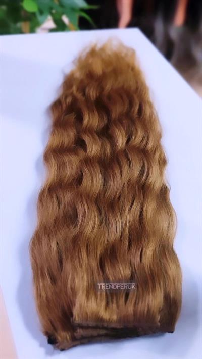 Yarımay + 2 Yan 65-70 cm Gerçek Saç Çıtçıt Bal Karamel Renk