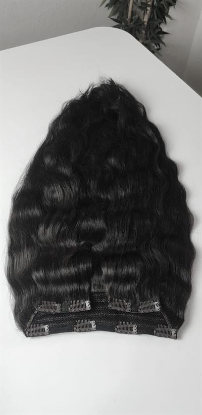 Yarımay + 2 Yan 65-70 cm Gerçek Saç Çıtçıt Siyah Renk