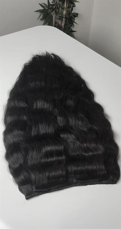 Yarımay + 2 Yan 65-70 cm Gerçek Saç Çıtçıt Siyah Renk