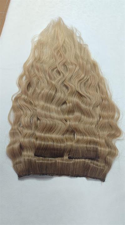 Yarımay + 2 Yan 65-70 cm Gerçek Saç Çıtçıt Kumral ombreli Röfleli Renk