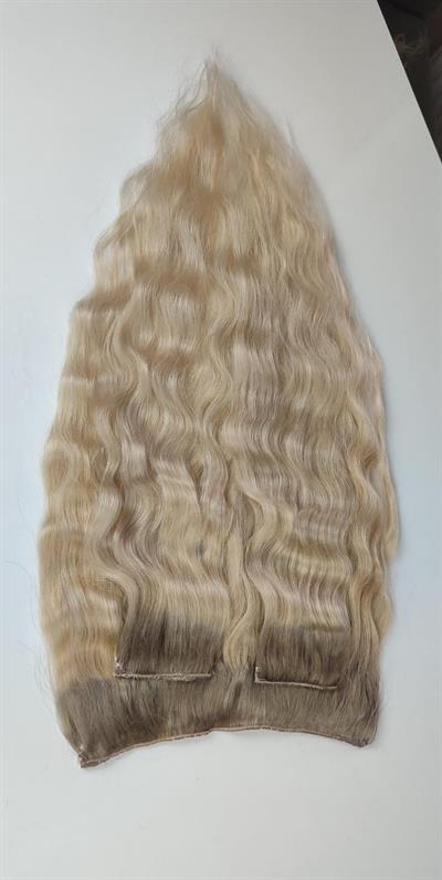 Yarımay + 2 Yan 65-70 cm Gerçek Saç Çıtçıt Küllü Kumral ombreli Platin Renk